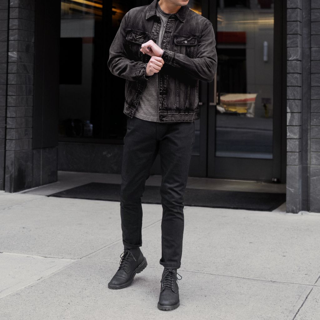 Denim Trucker Jacket | Faded Black - Image 3