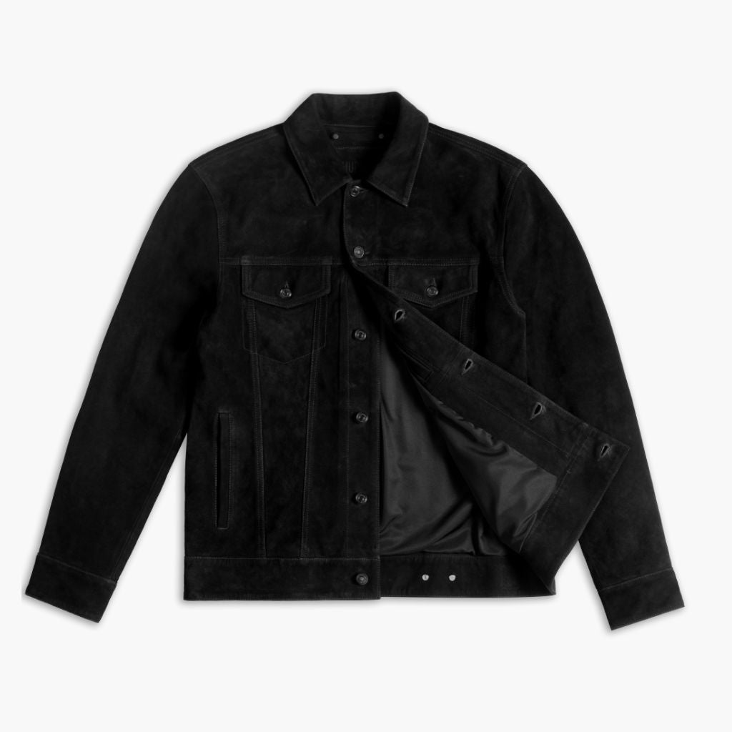 Suede Trucker Jacket | Black - Image 5