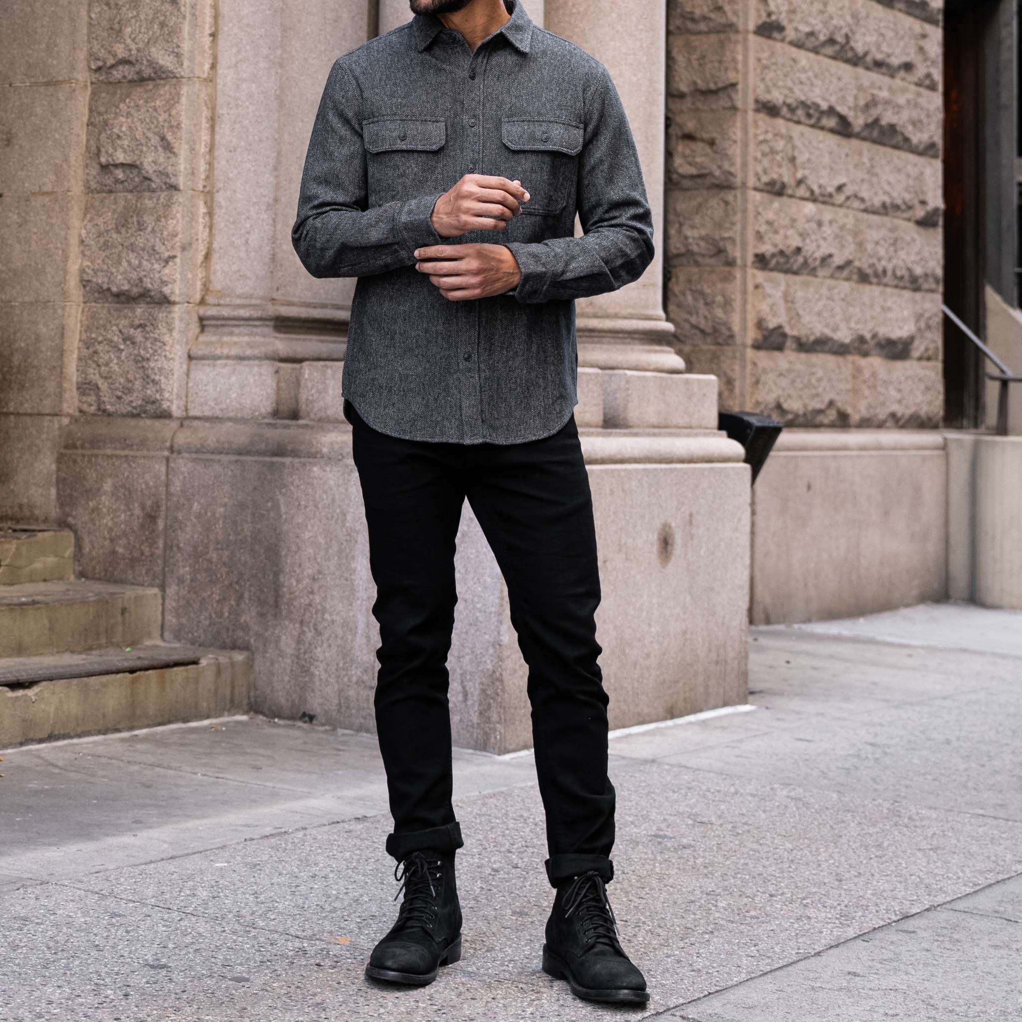 Summit Flannel Shirt | Blue Herringbone - Image 8