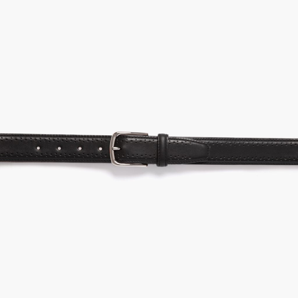 Men's Brogue Leather Belt | Black - Image 2